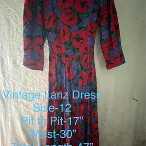 Lanz Red and Purple Floral Maxi Dress